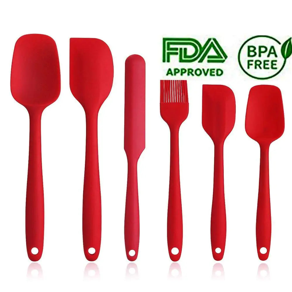 6pcs Food Grade Silicone Kitchenware Utensil Set Kitchen Baking Accessories Cooking Tools Utensil Whisks Silicon Spatula Set