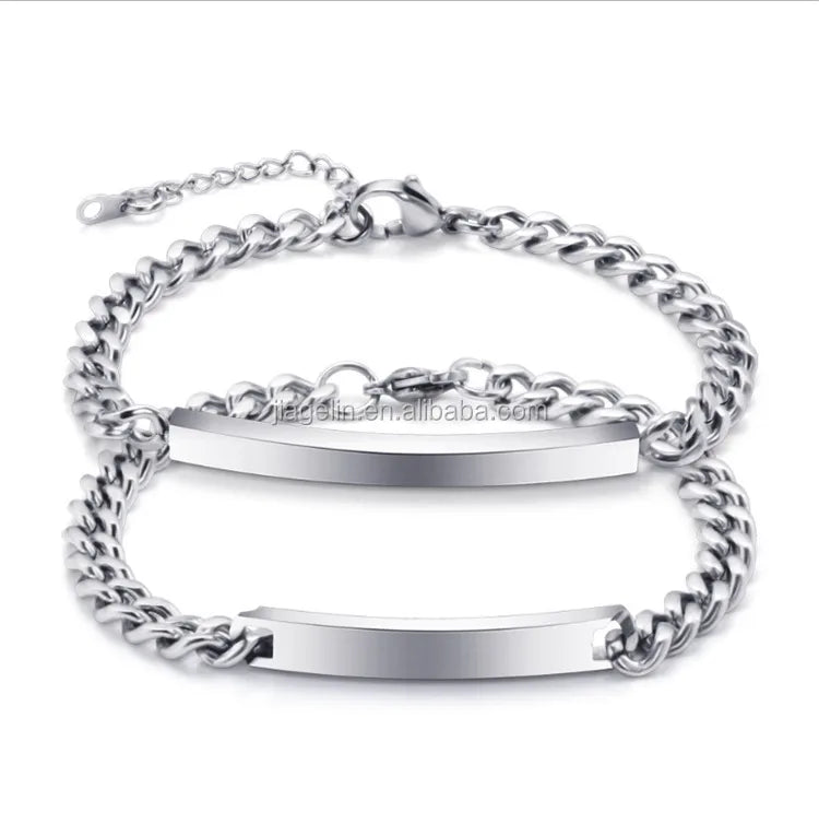 Simple Couple Bracelet Stainless Steel Custom Corrugated Bracelet