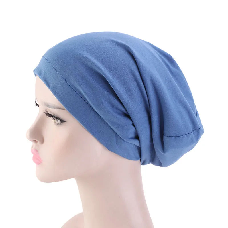 Wholesale Plain Color Night Sleeping Hat Unisex Elastic Band Chemo Patient Cap Women Solid Hair Bonnet Caps TJM-423