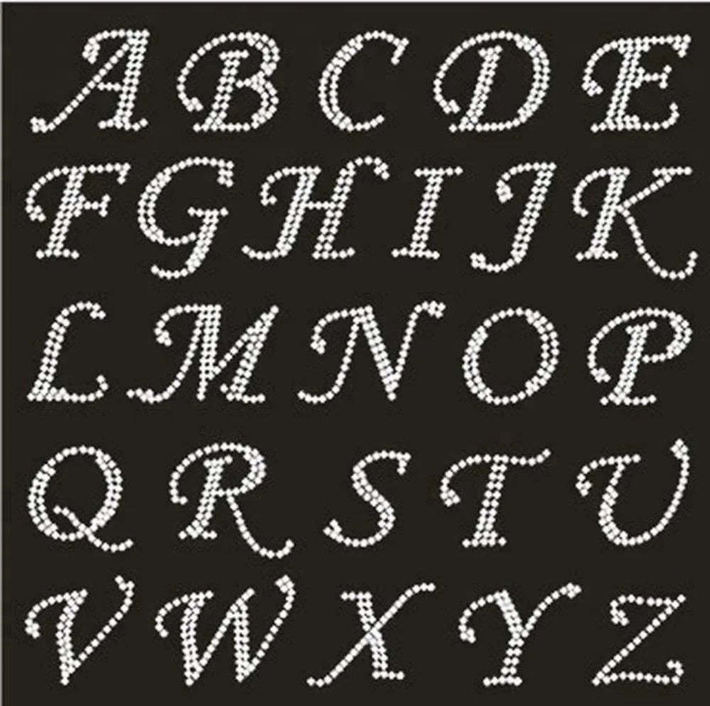 Custom 26 Letters A-Z Rhinestone Alphabet Transfer 8"-9" Size Korean a Stone Quality for Bags & Garment Use
