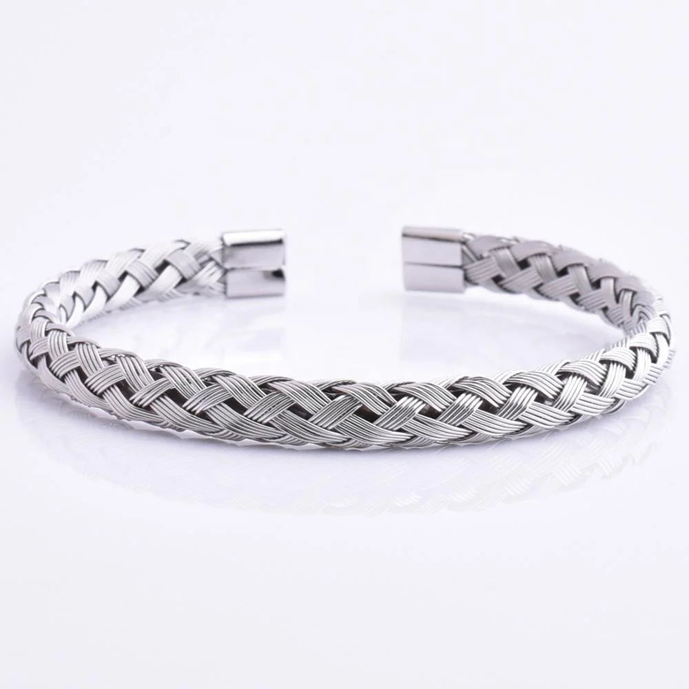 Jewelry Manufacturer Wholesale Simple Metal Stainless Steel Mesh Bangle for Men