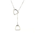 Fine Jewelry Statement 925 Sterling Silver Double Stirrup Lariat Horseshoe Necklace