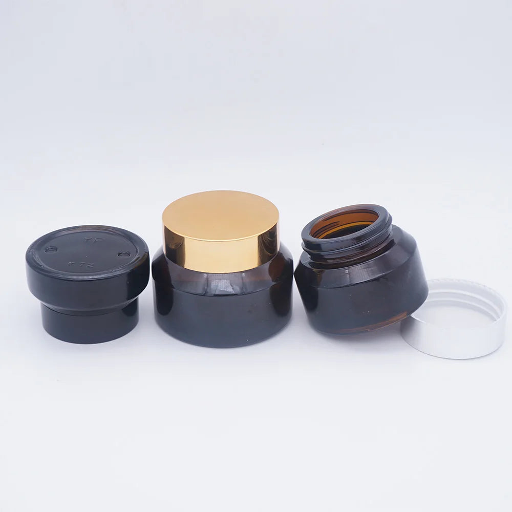 100g Sloping Shoulder Amber Cosmetic Gold Lid Jar