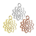 Manufacturer Supplies 316L Stainless Steel Shiny Silver Gold Rose Flower Shape Design Charm
