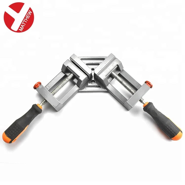 90 Degree Double Handle Corner Clamp with Adjustable Swing Jaw Wood Jig Tools for Woodworking Picture Framing