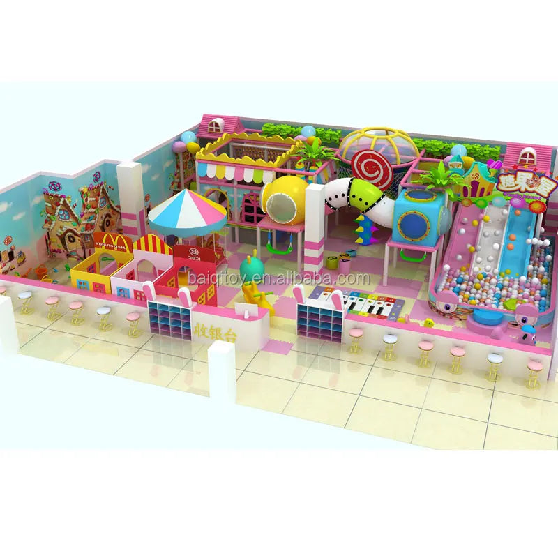 Commercial Children Soft Play Indoor Playground Equipment Candy Theme Customizable Size Baiqi Brand
