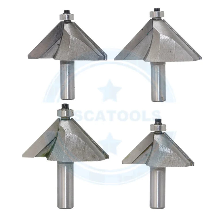 L-N040-5 1pc 1/4 and 1/2 Inch Shank 45 Degree Chamfer &  Bevel Edging Router Bit Woodworking Cutter Woodworking Bits