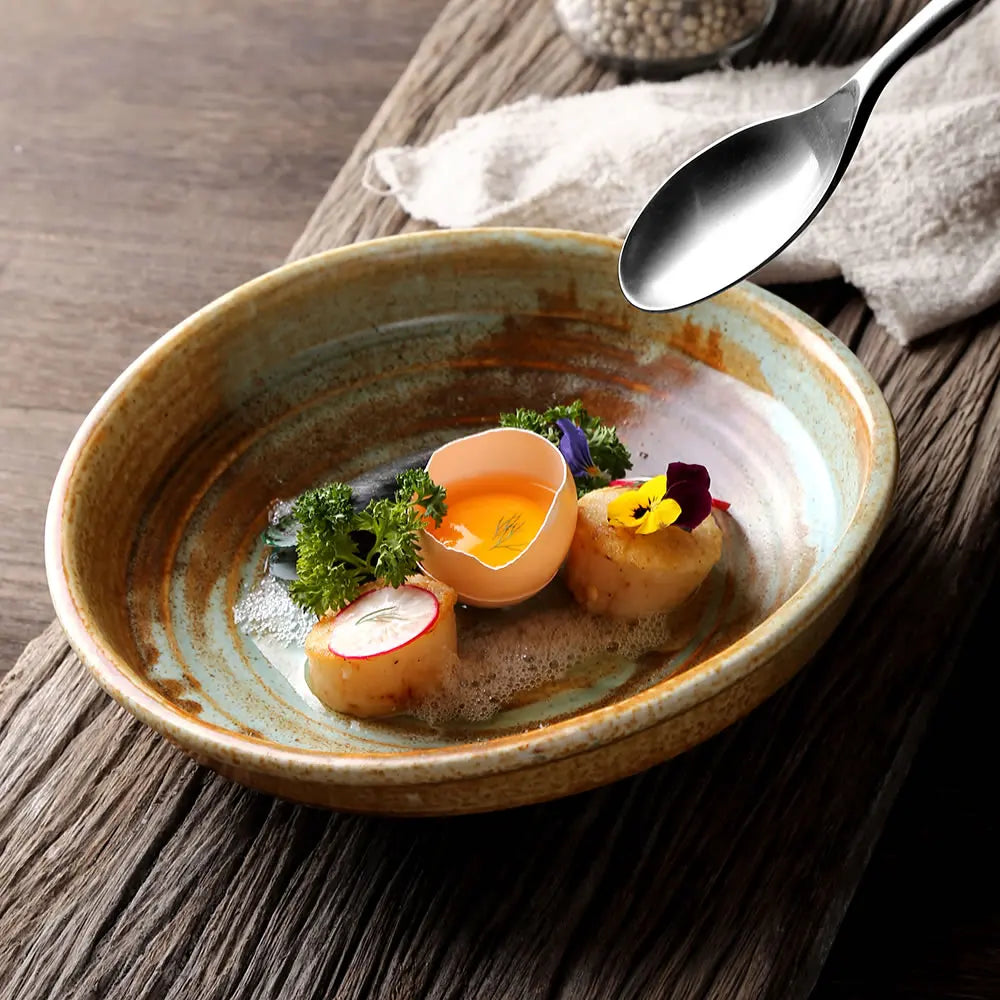 Factory Direct Wholesale Matte Irregular Ceramic Porcelain Salad Dinner Platerestaurant and Hotel Used Dinner Plates