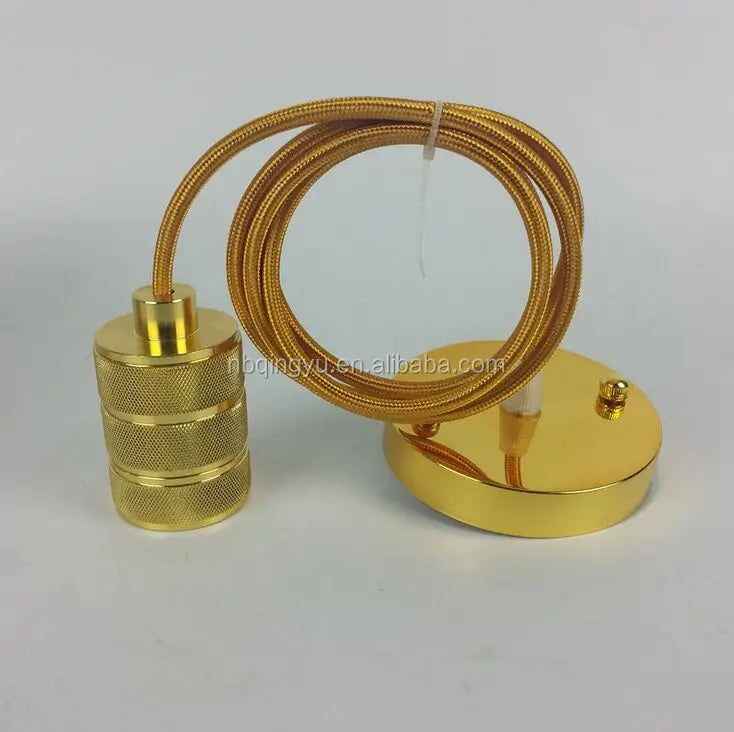 Retro Style Textile Cable Ceiling Light Fixture with Screw Lamp Holder and Rose 250V CE Certified Made of Metal