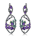 Abiding Fashion Simple Natural Amethyst Earrings 925 Sterling Silver Handmade Earrings for Women