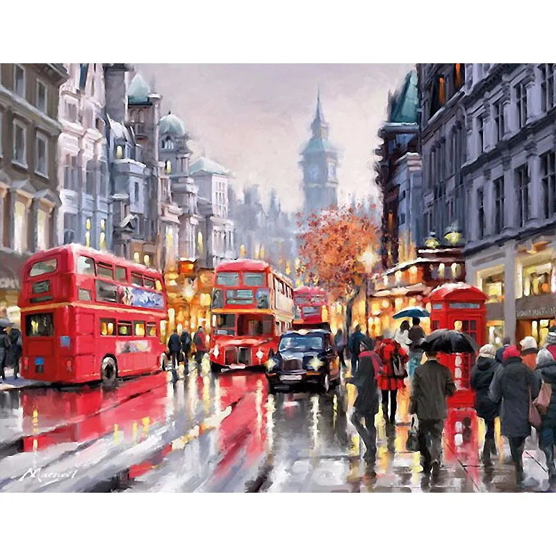 CHENISTORY DZ1165 Paint by Numbers Impressionists Diy Romantic Bus No Frame
