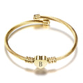 Woman Initial Jewelry Stainless Steel Cable Charm Bracelet Womens Heart Custom Engrave Letter Charm Bracelets Bangles