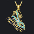 Arabian Golden Iraq Map Necklace Copper Necklace