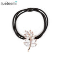 LUOTEEMI Drop Shipping South Korean Style Sweet Women Fashion Hair Accessory White CZ Leaf Hair Band Headwear Elastic Hair Rope