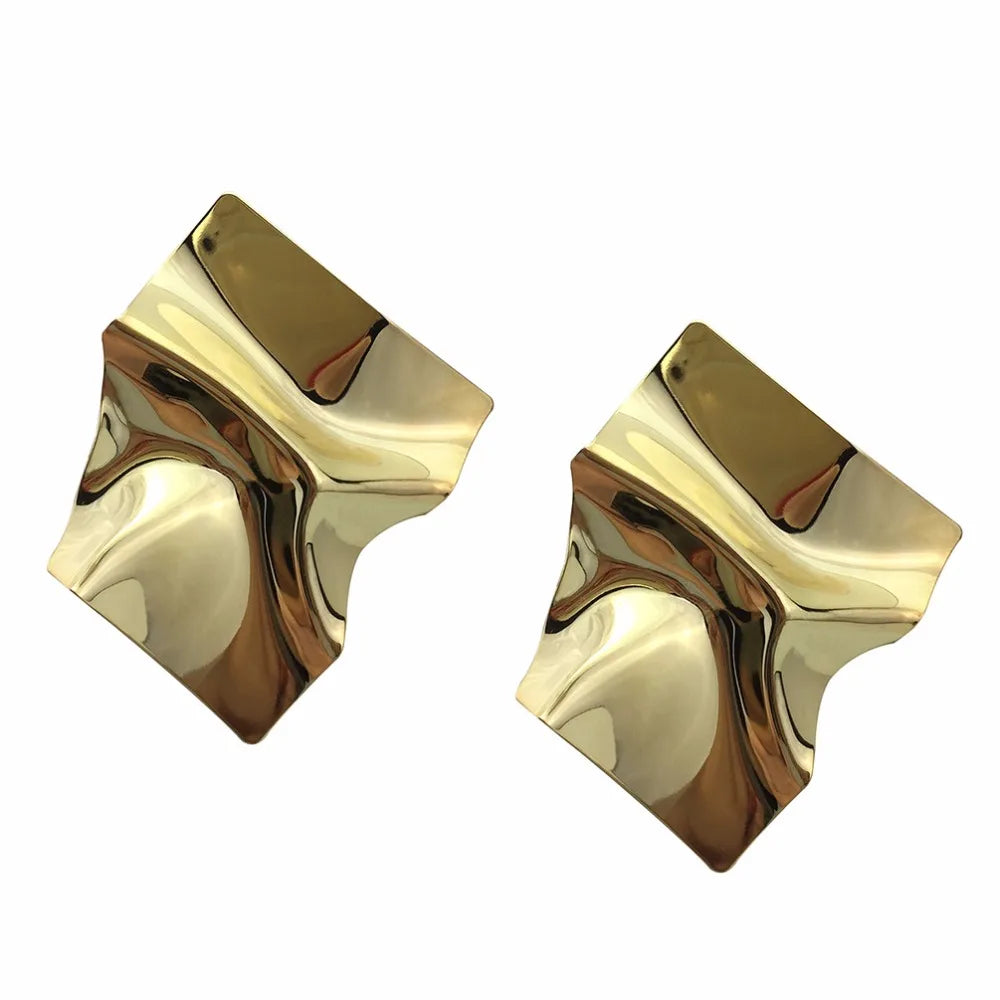 Big Brand Fashion Irregular Metal Stud Earrings for Women Punk Statement Big Earrings Drop Dangle Jewelry Accessories