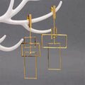 Lotus Fun Unique Handmade Rectangular Shape 18K Gold Plated 925 Sterling Silver Dangle Earrings Wedding  Fine Jewelry for Women