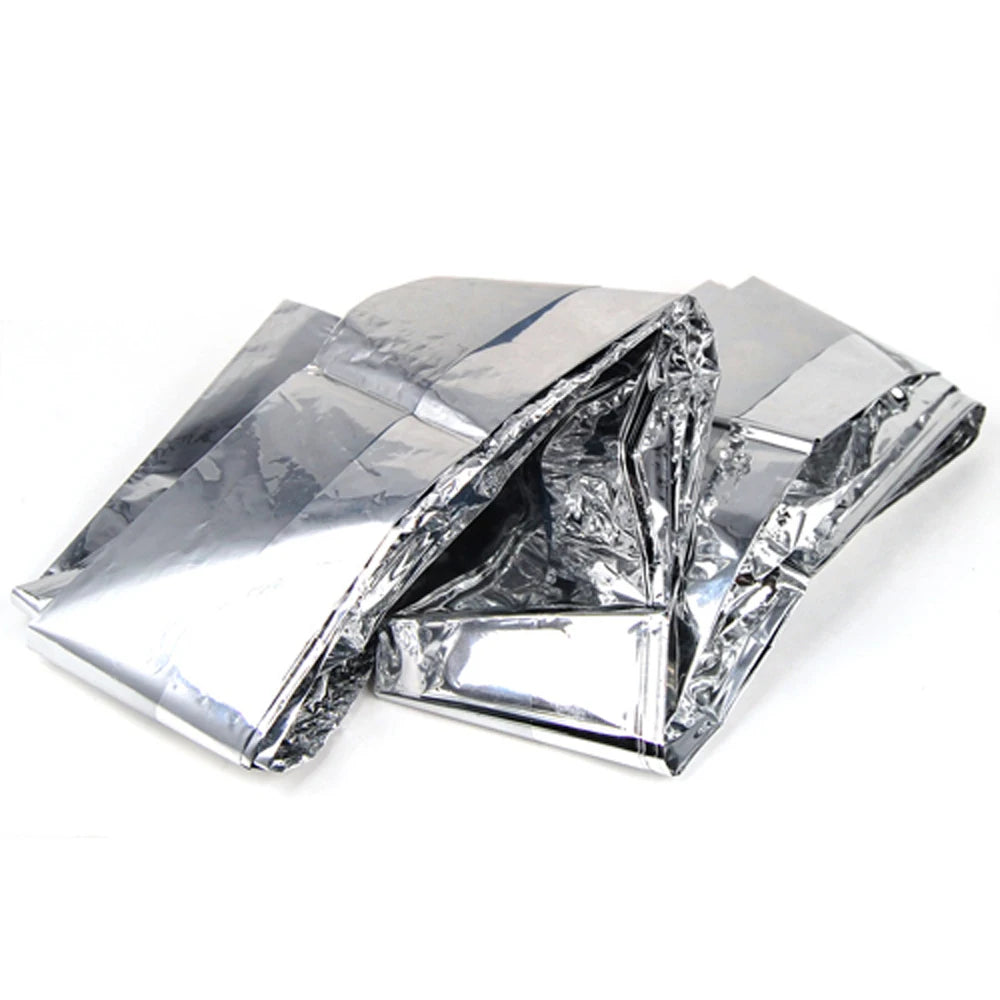EB001 Pack of 10 52\" Length x 84\" Width Waterproof Emergency Foil Mylar Thermal Blankets