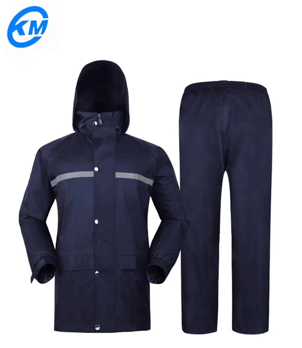 Wholesale Reflective Polyester Raincoat with Pants for Travel and Outdoor Tour Motorcycle Rain Coat