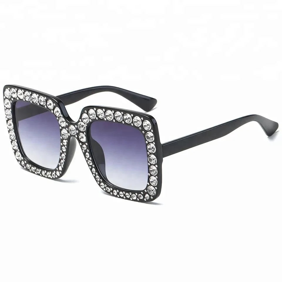 Rhinestone Decoration Plain Fashion Luxury 2018 Popular Square Fashion Sunglasses