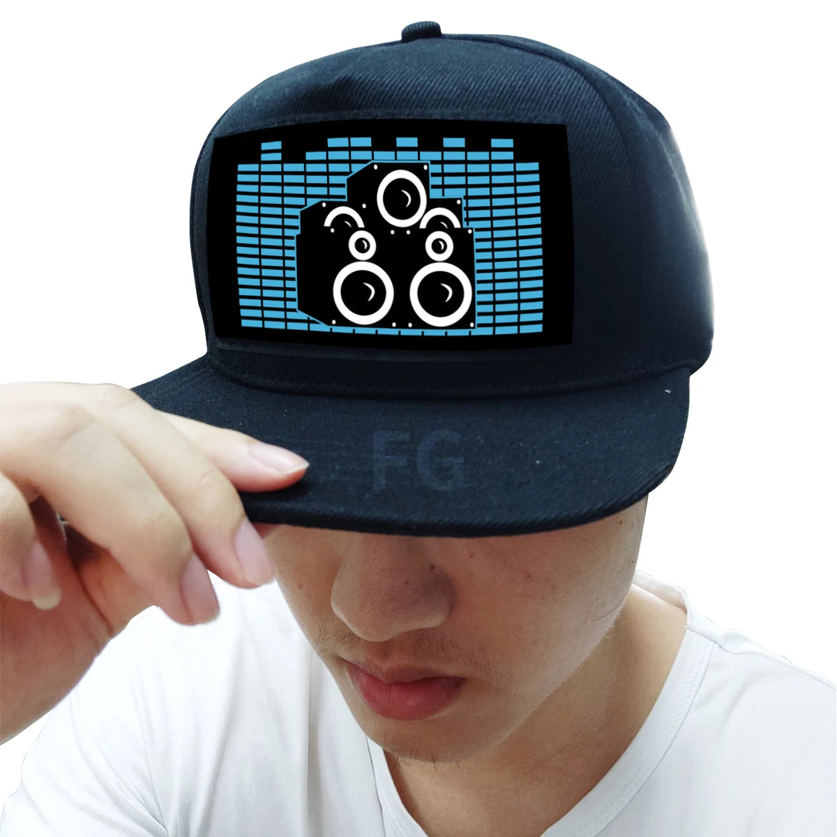 EL Hot Selling Sound Activated LED Cap Equalizer Designs for Sports OEM Lighting Customizable Character Style