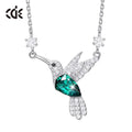 CDE YN0692 Trendy Silver Jewelry Bird Necklace 925 Sterling Silver Animal Jewellery DIY Customized Emerald Crystal Necklace