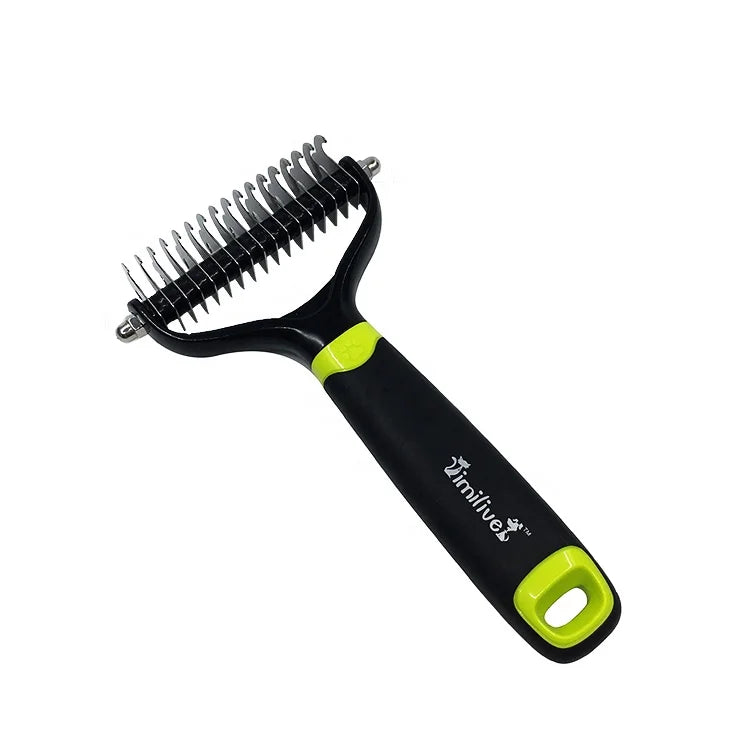 Imilive Stainless Steel Eco-Friendly Tools New Style Gentle Rake Undercoat Double Sided Dematting Dogs Pet Brush Knot Comb