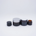 Customized 30g Amber Glass Cosmetic Cream Jar with Black  Lids