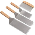Stainless Steel Metal Spatula Set - Teppaniyaki Spatlas - Griddle Scraper Flat Spatula Pancake Flipper Hamburger Turner