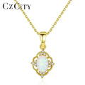 CZCITY Colorful Fire Opal Pendant Necklaces Jewelry Sterling Silver 925 Stylish Necklace Real Gold Plated Factory Wholesale