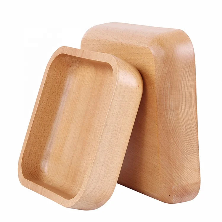 Creative Handmade Thickened Beech Wood Korean Kimchi Bowl  17.5cm Square Salad Bowl