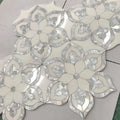 Modern Design Thassos White Marble Waterjet Mosaic Tile 10mm Thick Shell Parquet Feature for Interior Wall Graphic Available