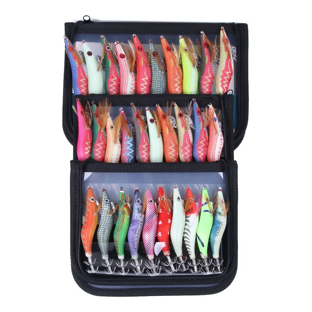 Hengjia Squid Lures Squid Jig Set for Fishing 10 Pcs in Box