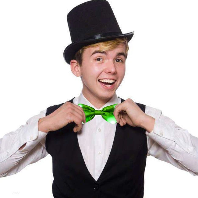 Mardi Gras Light up Bow Tie for Women Men Led Neon Bowtie Glow in the Dark Tie for Masquerade Carnival Party