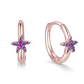 POLIVA 925 Sterling Silver Rose Gold Plated Starfish Earrings with Zirconia Fashion Hoop Earrings for Women Dangle Ear Jewelry