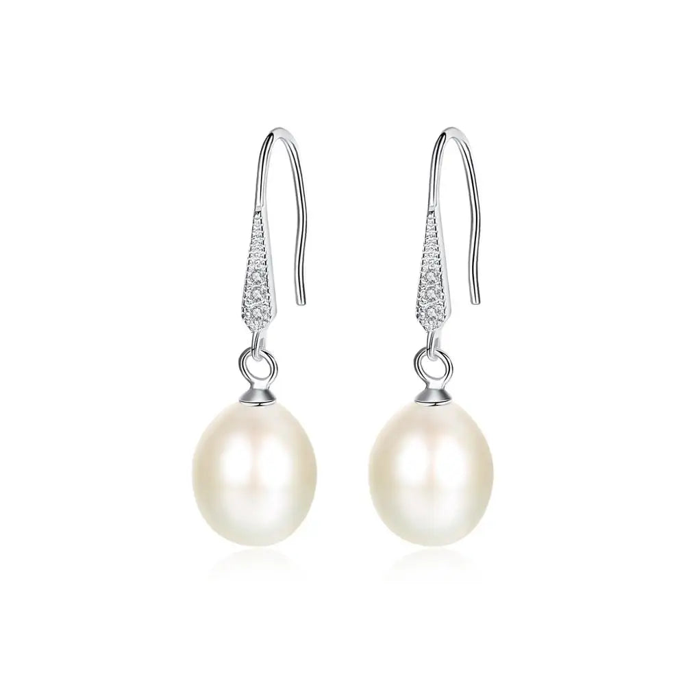 PAG&MAG 925 Sterling Silver Jewelry Freshwater Pearl Earrings for Women