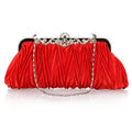 Wholesale Bridal Handbag Fashion Ladies Satin Crystal Clutch Party Wedding Purse  Wrinkle Soft Crystal Evening Bag