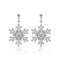 LUOTEEMI Rhodium Plating Japanese Cubic Zirconia Earrings for Wedding Snowflake Drop Earring Jewelry