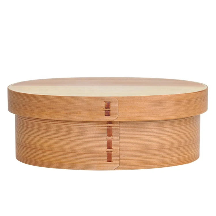 Classical Hot Sell Japan Style Handmade Lacquer Detachable 19cm Oval Wooden Bento Lunch Box