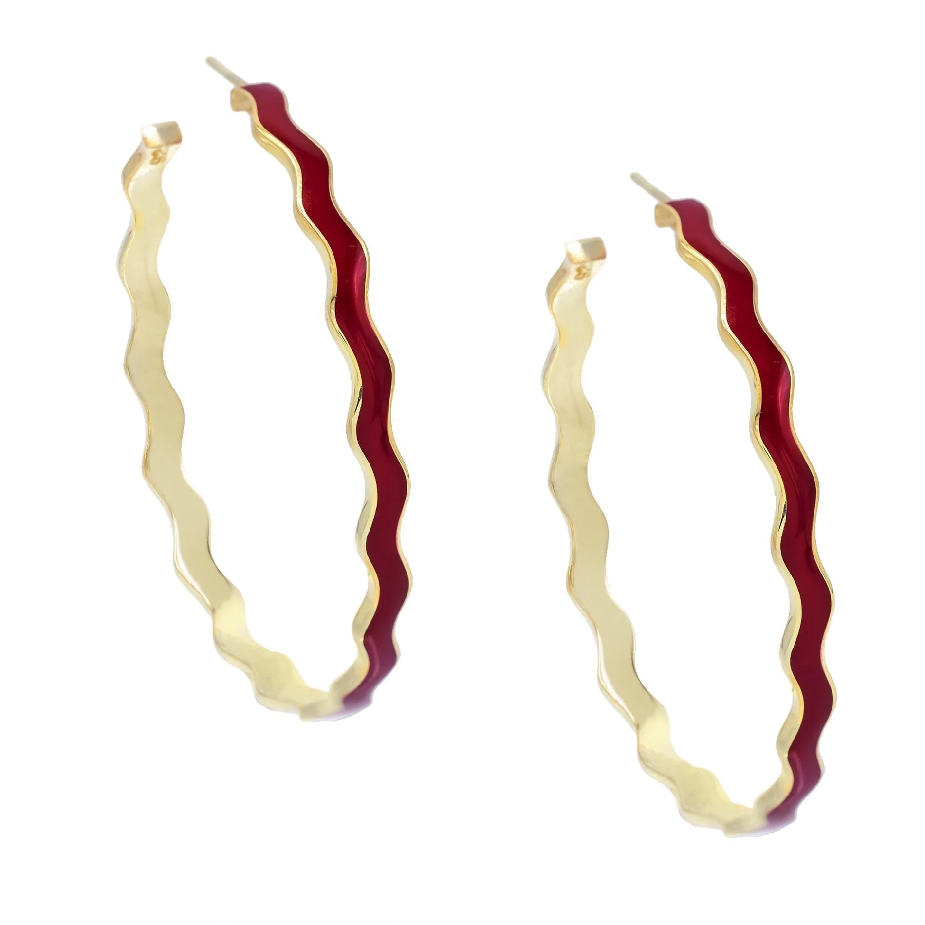 LOZRUNVE Trendy Jewelry Fashion Big Gold Enamel Hoop Earring 925 Sterling Silver