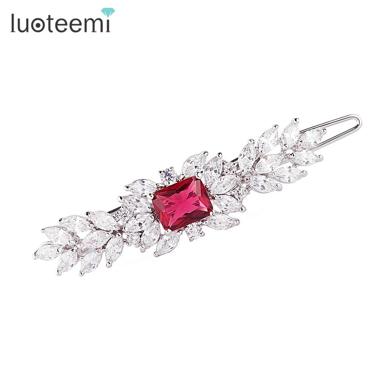 LUOTEEMI Wholesale High Quality Luxury News Style Fashion Cute Cubic Zirconia Jewelry Bridal Flower Hair Pins Hair Accessaries
