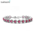 LUOTEEMI Wholesale 4Colors Fashion Rhodium Heart Shape Cubic Zircon Stone Female Wedding Party Noble Jewelry Charm Bracelets