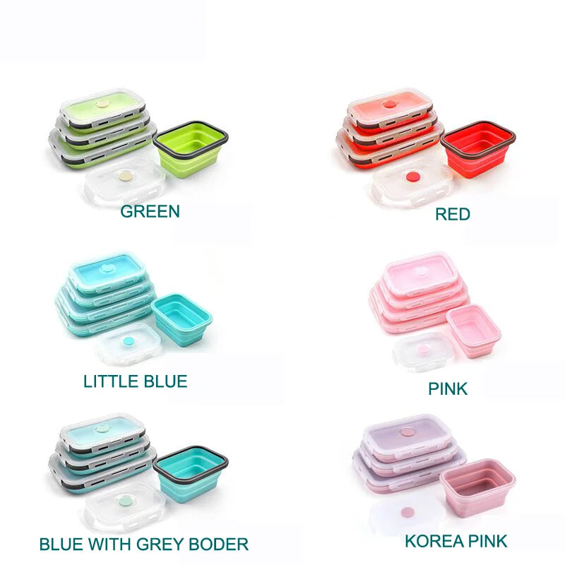 Collapsible Silicone Rubber Lunch Box Foldable Food Storage Container