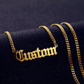 Gold Plated Jewelry Personalized Name Necklace Old English Custom Nameplate with Cuban Link Chain Necklace for Men