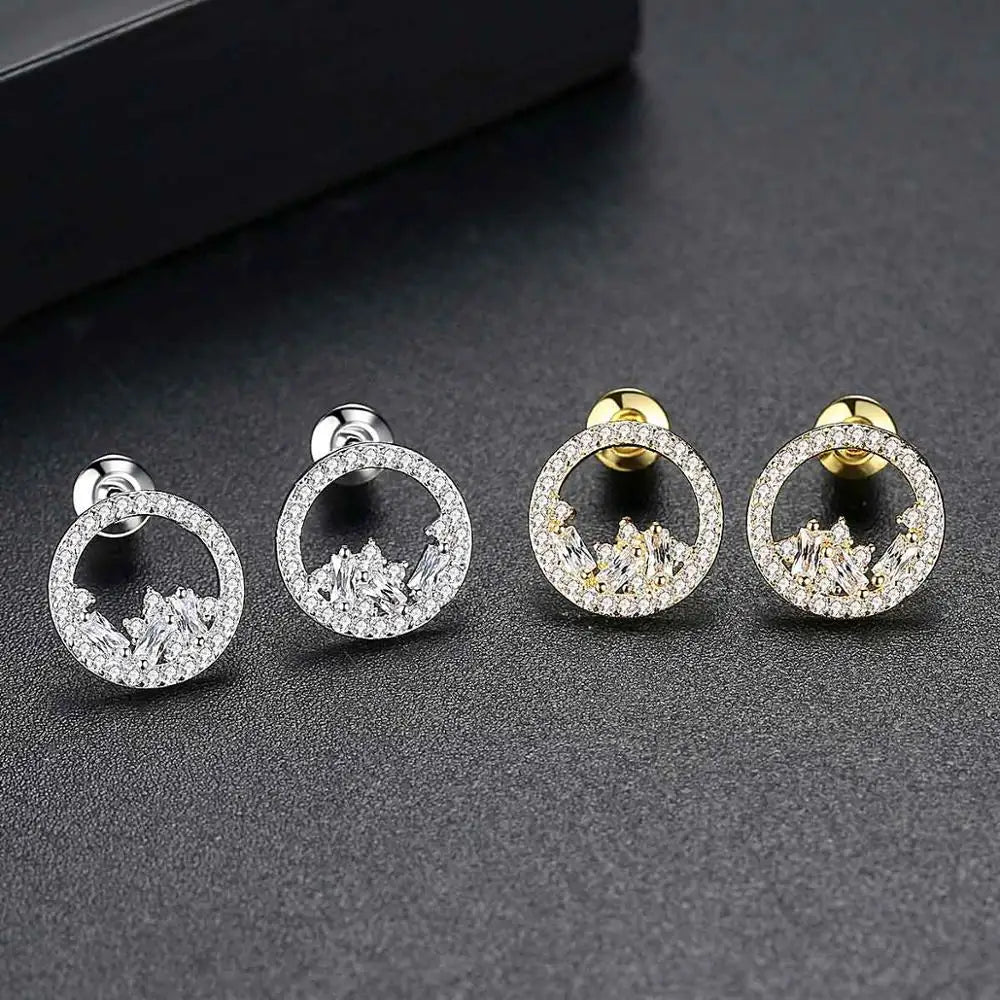 LUOTEEMI New Design Cubic Zirconia Halo Stud Earrings for Women Factory Wholesale