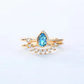 925 Silver Dainty Design Fancy Jewelry Natural Blue Topaz Stacking Rings Set