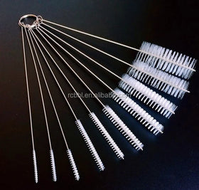 8.2 Inches White Nylon Eco-Friendly Stainless Steel Handheld 10-Piece Tube Cleaning Brush Set for Household Use