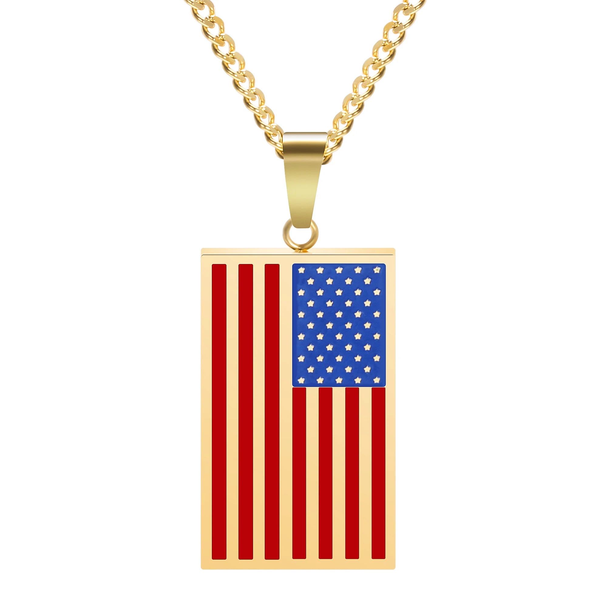 Men Pendant Necklace Independence Day Souvenirs Custom Flag 316L Stainless Steel Men's USA Flag Pendant Necklace for Men
