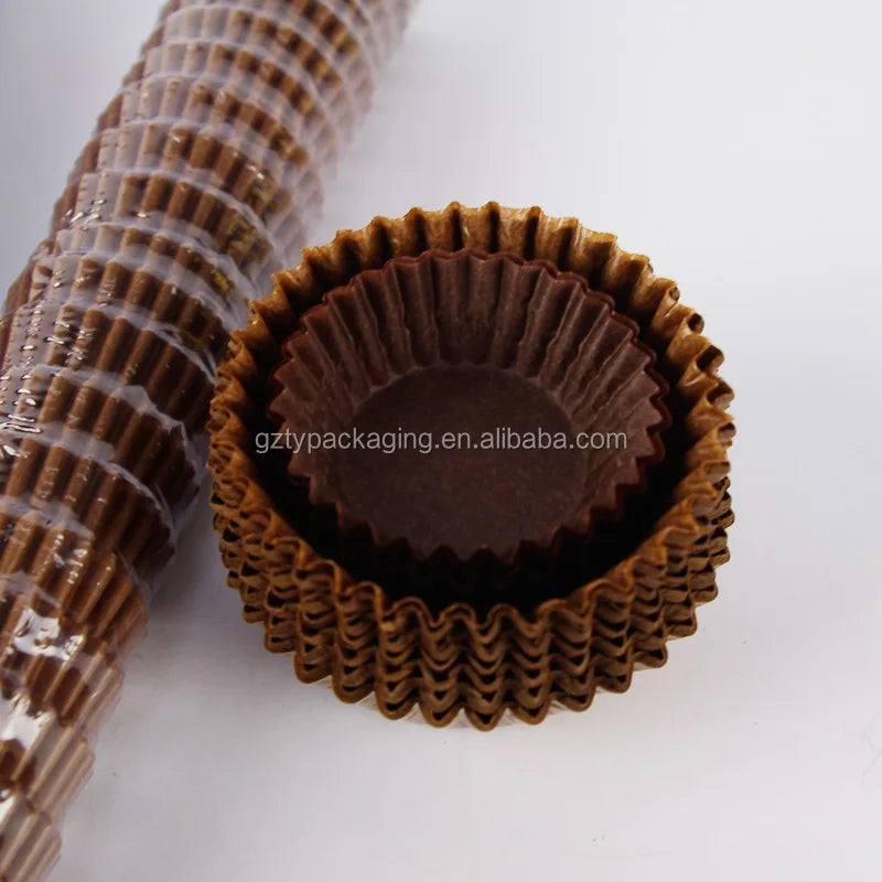 Mini Brown Cupcake Cake Liners Wrapper Coffee 40gsm Greaseproof Paper Baking Cups for Chocolate
