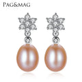 LUOTEEMI Factory Wholesale 8-9mm White Color Natural Pearl Stud Earrings Girls S925 Sterling Silver Earrings