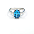 Wholesale Birthstone Rings Blue Oval Zircon 925 Sterling Silver Ring Bezel for Adjustable